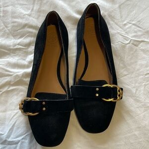 Tory Burch flats Size 8 Black with Gold designer buckle